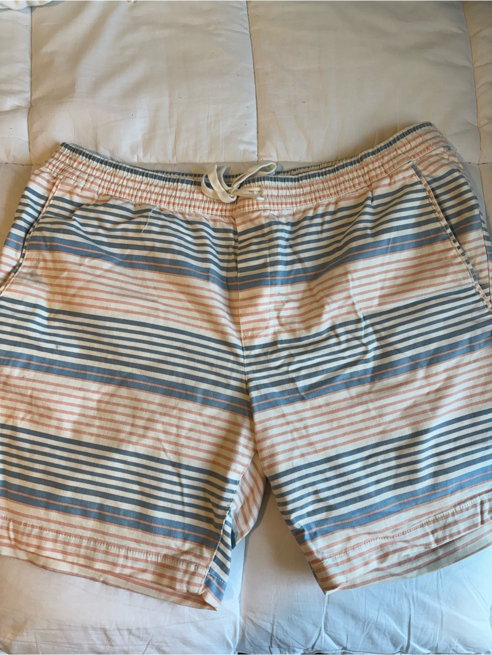 George Men's Striped Swim Trunks - Blue & Peach